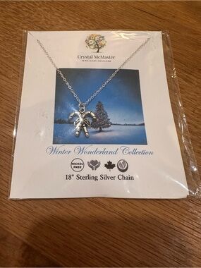 Silver Candy Cane Necklace - Sterling Finish - Silver